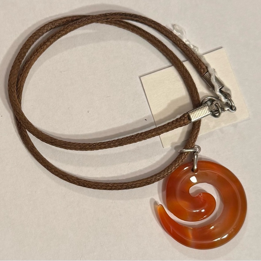 Carnelian Swirl Pendant Necklace - Picture 2 of 5